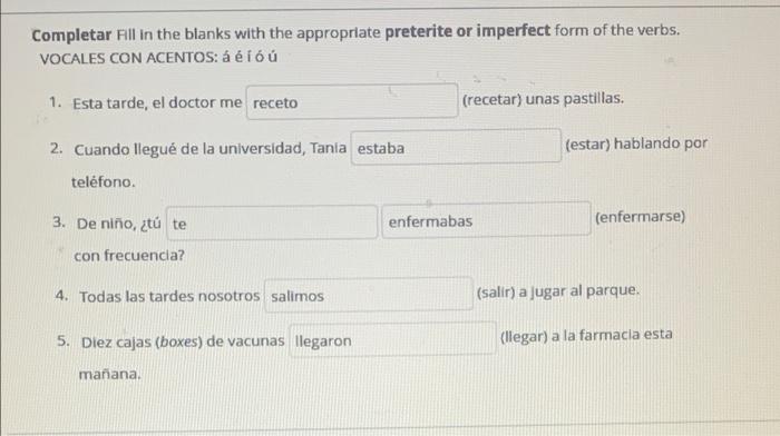 Completar fill in the blanks