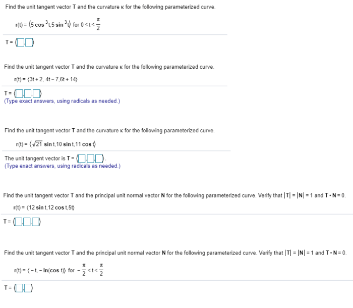 Tangent curve parameterized curvature transcribed